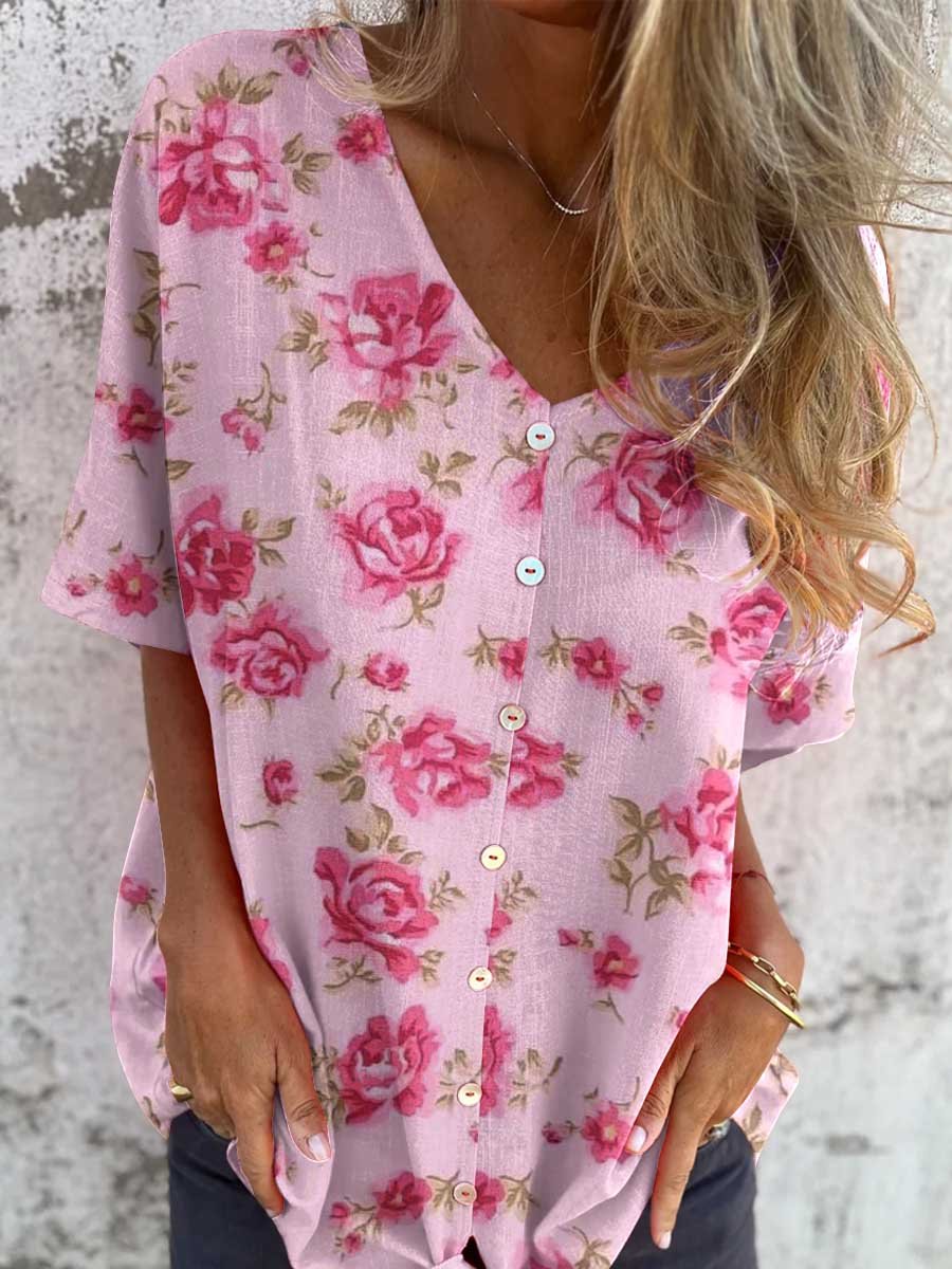 Women's Vintage Rose Pattern Cardigan Top