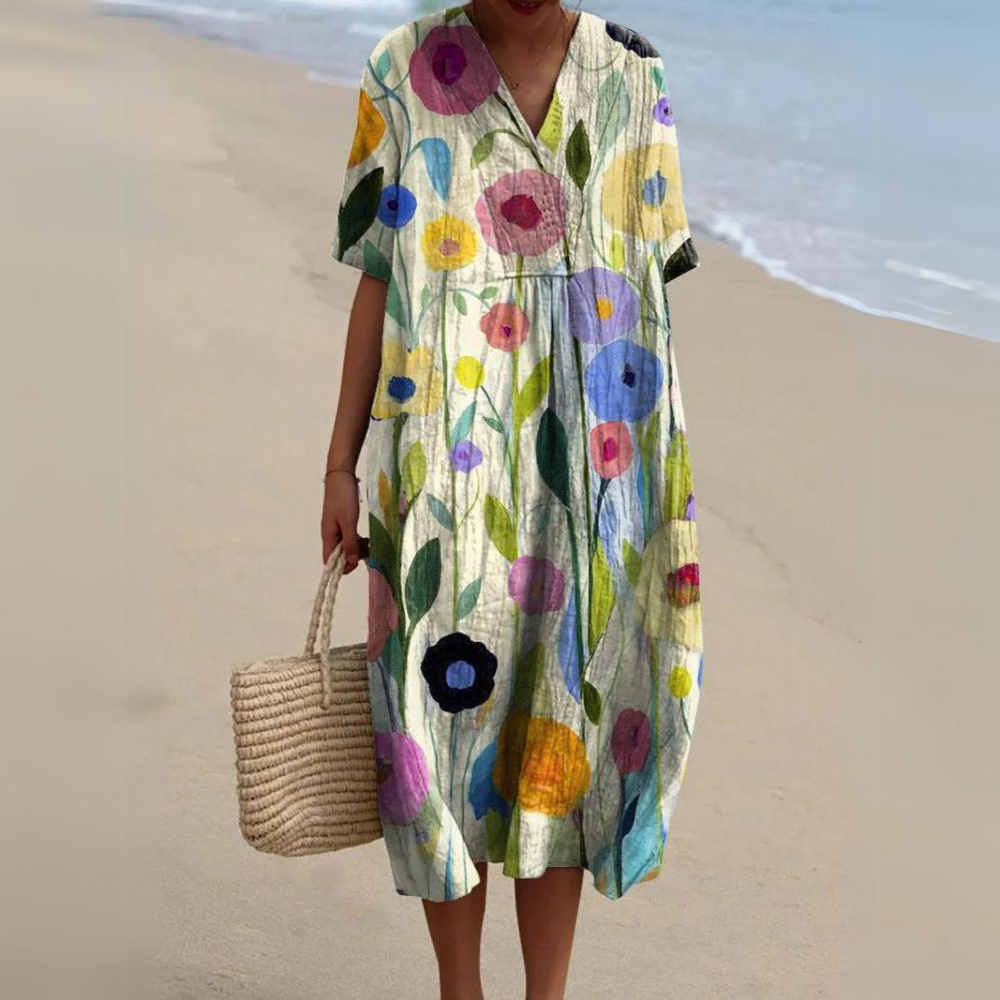 LB | Sukienka midi z kwiatowym wzorem w stylu bohemy