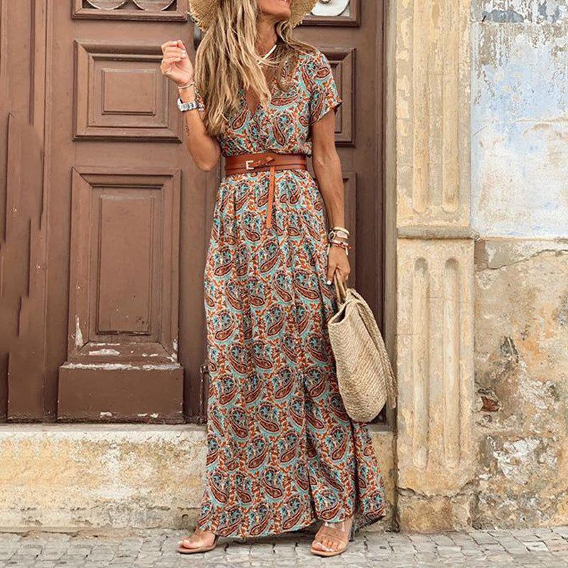 LB | Boho maxi sukienka z rozcięciem