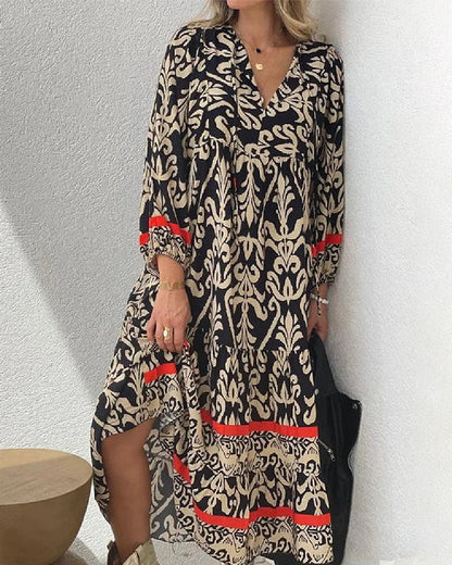 LB | Elegancka sukienka maxi z nadrukiem w stylu boho
