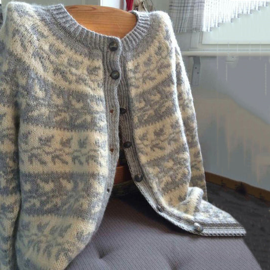 Vintage Tribal Button Down Floral Icelandic Comfy Sweater elevenforest