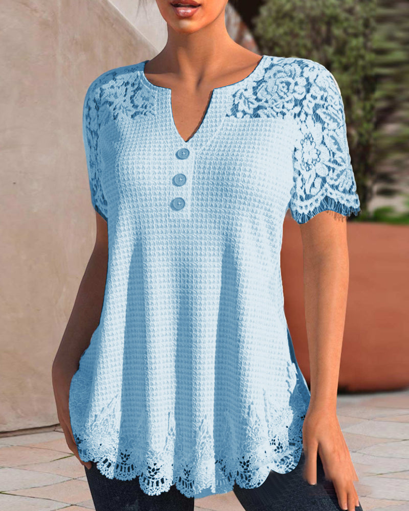 LB | Strukturalna koronkowa bluzka