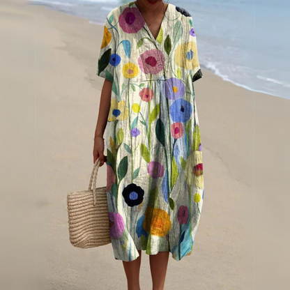 LB | Sukienka midi z kwiatowym wzorem w stylu bohemy