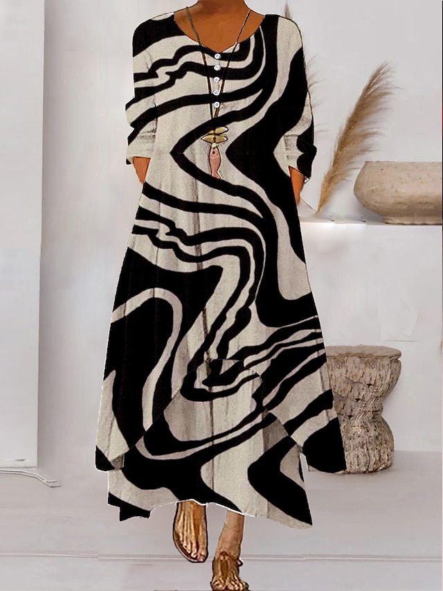 LB | Sukienka maxi z długim rękawem - dekolt na guziki