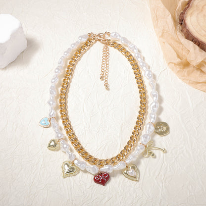 Ręcznie robiony vintage Perłowy Naszyjnik