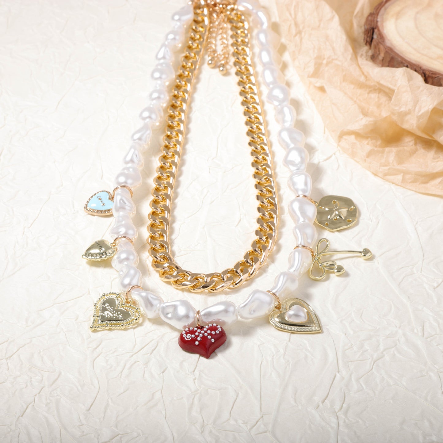 Ręcznie robiony vintage Perłowy Naszyjnik