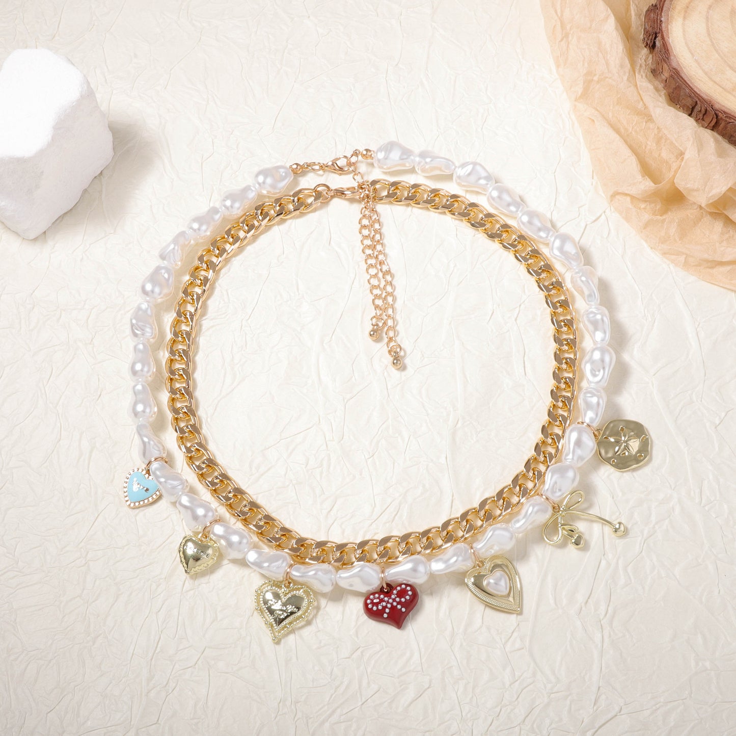 Ręcznie robiony vintage Perłowy Naszyjnik