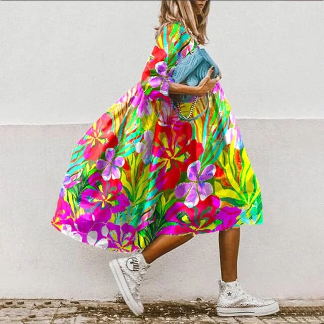 LB | Sukienka midi w kwiaty