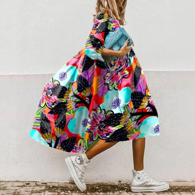 LB | Sukienka midi w kwiaty