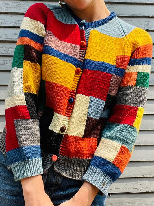 Women's Vintage Patchwork Cardigan Sweater elevenforest