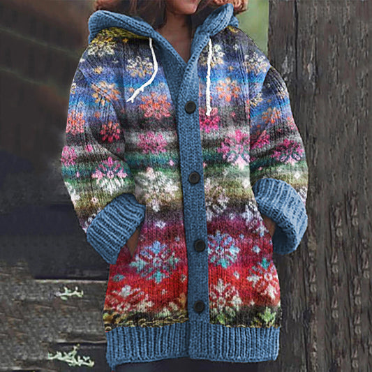 Vintage Snowflake Icelandic Knit Jacquard Warmth Print Women's Sweater elevenforest