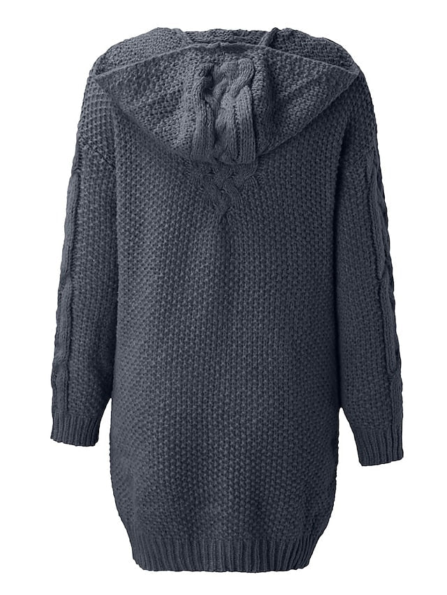 LB | Kardigan z kapturem z grubej dzianiny