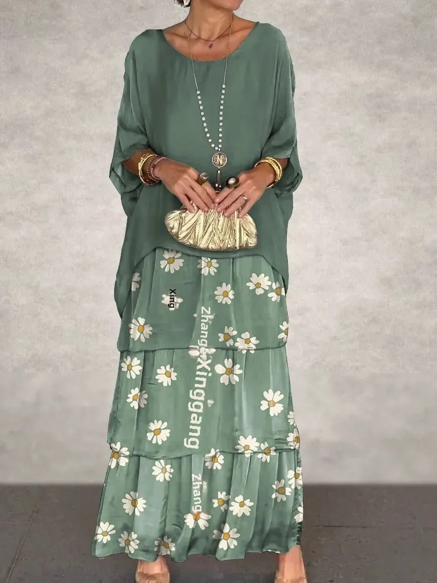 LB | Luźna warstwowa sukienka maxi