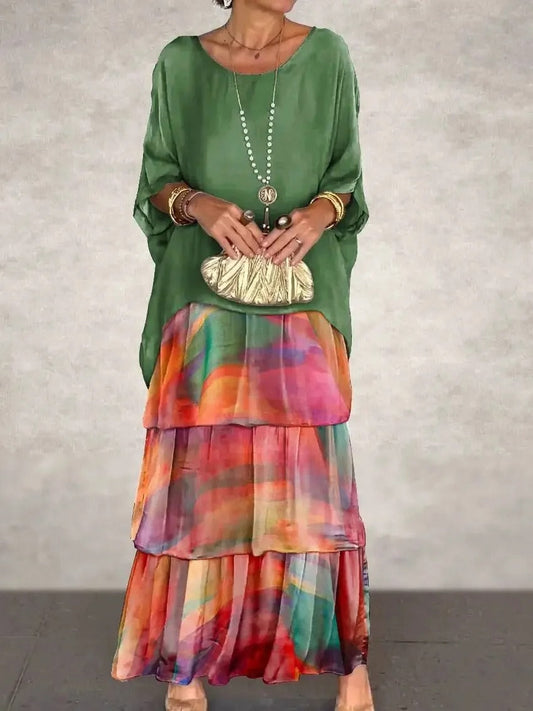 LB | Luźna warstwowa sukienka maxi