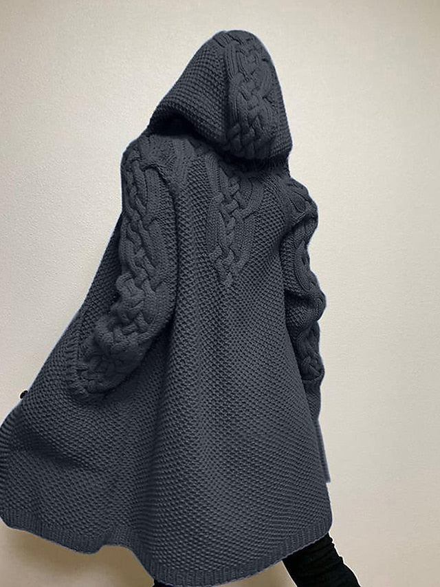 LB | Kardigan z kapturem z grubej dzianiny
