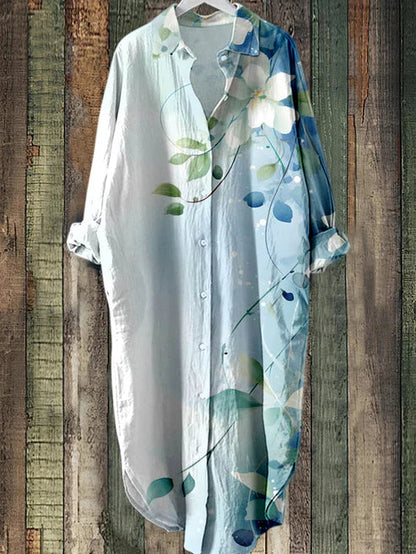 LB | Zapinana na guziki sukienka midi z kwiatowym nadrukiem