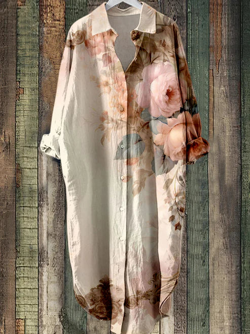 LB | Zapinana na guziki sukienka midi z kwiatowym nadrukiem