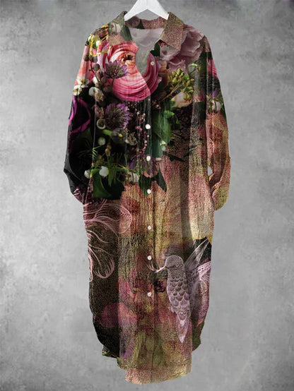 LB | Zapinana na guziki sukienka midi z kwiatowym nadrukiem